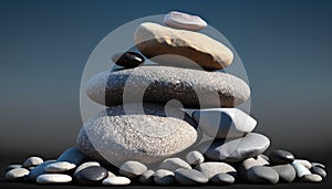 Pile pebble stones balance rock heap stone background tower spa meditating order concept oneness stack fragility shape arrangement