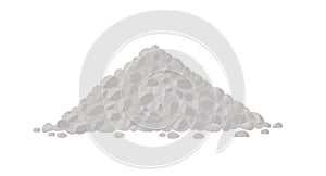 Pile of pebble stones. Cobble or cobblestone gray round boulders rocks heap. Building material used for construction.