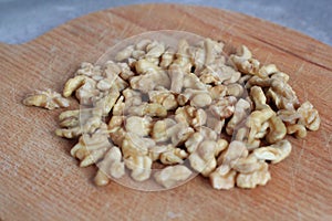 A pile of peeled skinless walnuts