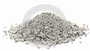 Pile of perlite isolated on white backdrop. Natural material