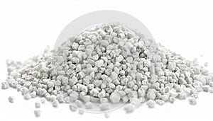 Pile of perlite isolated on white backdrop. Natural material