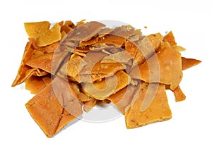 pile of pieces of crispbread crispy toast bread, thin crackers, Toast, sliced bread that has been browned by radiant heat using a