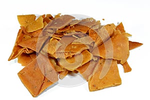 pile of pieces of crispbread crispy toast bread, thin crackers, Toast, sliced bread that has been browned by radiant heat using a