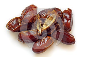 A pile of pitted dried dates photo
