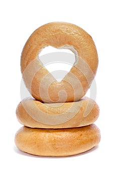 Bagels with a heart-shaped hole