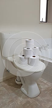 Pile of plain white toilet paper