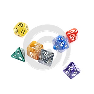 Pile of polyhedral dices isolated