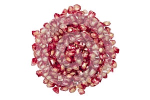 Pile of pomegranate seeds top view 