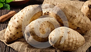 A pile of potatoes on a cloth