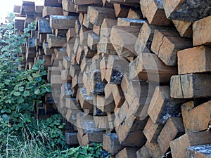 Pile of railway sleepers