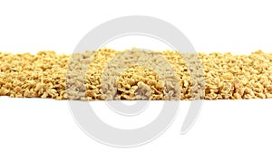 Pile of raw soy meat isolated on white. soybean flakes