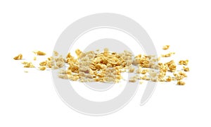 Pile of raw soy meat isolated on white. soybean flakes