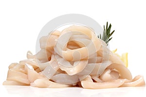 Pile of raw squid rings