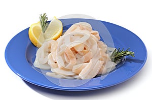 Pile of raw squid rings