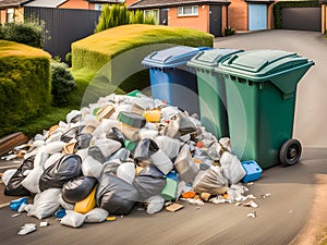 pile of recycling bins on the street