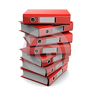 Pile of red binder folders