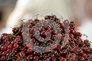 Pile of red cherries