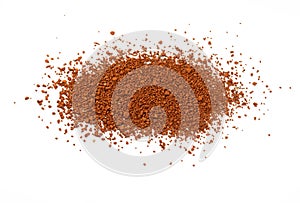 Pile of Red dirt soil on white. Heap of Red dry clay isolated on white background.