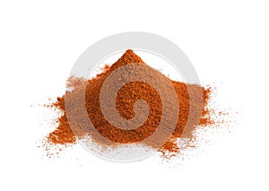 Pile of red ground paprika isolated on white