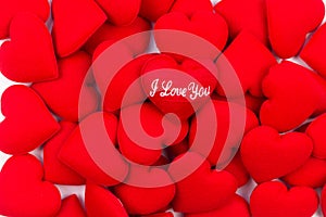 Pile Red Hearts background on valentines. space for text using as Valentines Day background,