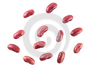 Pile of red kidney bean, canned beans isolated on white background