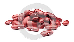 Pile of red kidney beans isolated on white background