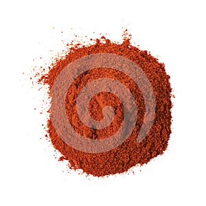 Pile of red paprika powder isolated