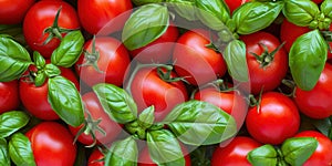 Pile of Red Tomatoes With Green Leaves