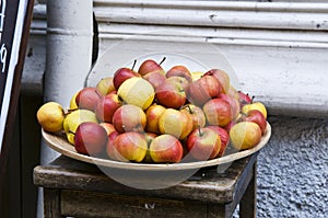Pile of Red and Yellow Apples on Dish