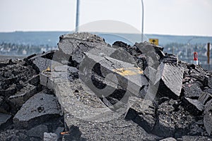 Pile of removed road ashplat roemved from road for repairs