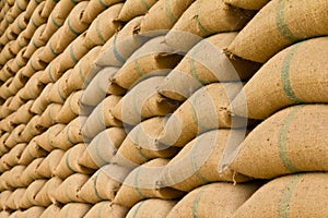 Pile of rice sacks.