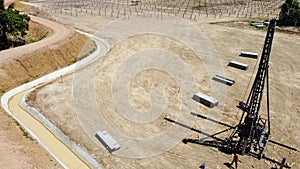 Pile rig Equipment for installing piles in ground prepare for  solar farm