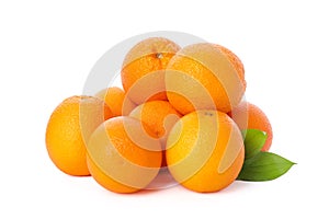 Pile of ripe oranges isolated on white background