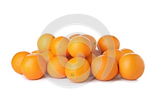 Pile of ripe oranges isolated