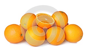 Pile of ripe oranges isolated