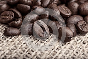 Pile of roasted black coffee