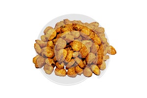 Pile of roasted salted corn isolated on white background