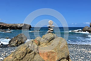 Pile of Rocks Balancing Outdoors by the Coast