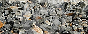 Pile Of Rocks I.E. Lithium Mining And Natural Resources Like Limestone Mining In Quarry. Natural Zeolite Rocks Are Excavated With