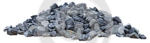 Pile rocks isolated on white background. Clipping path photo