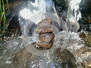 pile of rocks in the river