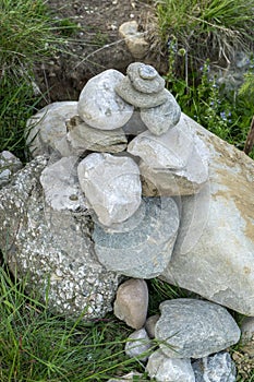 Pile of rocks stone in Bucegi mountains, Bucegi National Park, Romania. Zen concept