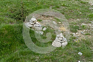 Pile of rocks stone in Bucegi mountains, Bucegi National Park, Romania. Zen concept