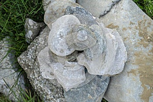 Pile of rocks stone in Bucegi mountains, Bucegi National Park, Romania. Zen concept