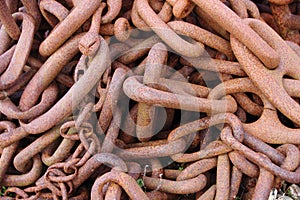 Pile of Rusty Chain Background Closeup Texture