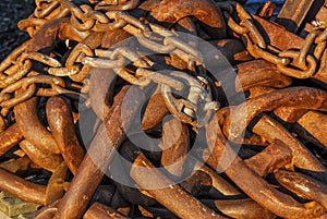 Pile of rusty chains