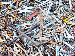 Pile of rusty and obsolete hand tools