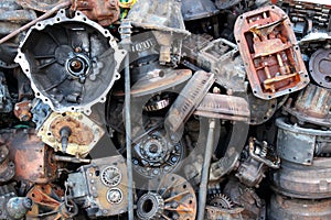 A pile of rusty old car parts