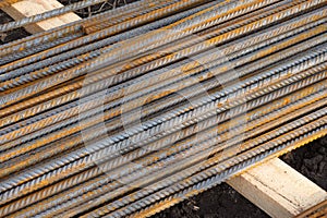 A pile of rusty rebar