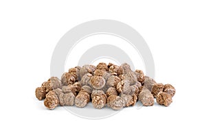 Pile of rye bran isolated on white background.